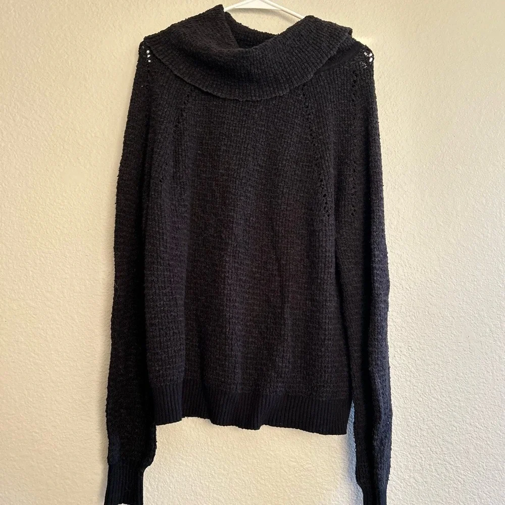 Free People Pull By Your Side Cowl Neck Sweater Black Knit Womens‎ Size S